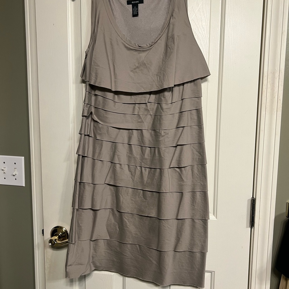 Alfani Tan Pleated Tiered Sundress